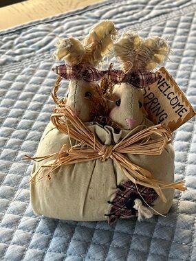 Handmade Primitive Folk Art Bunny Decoration